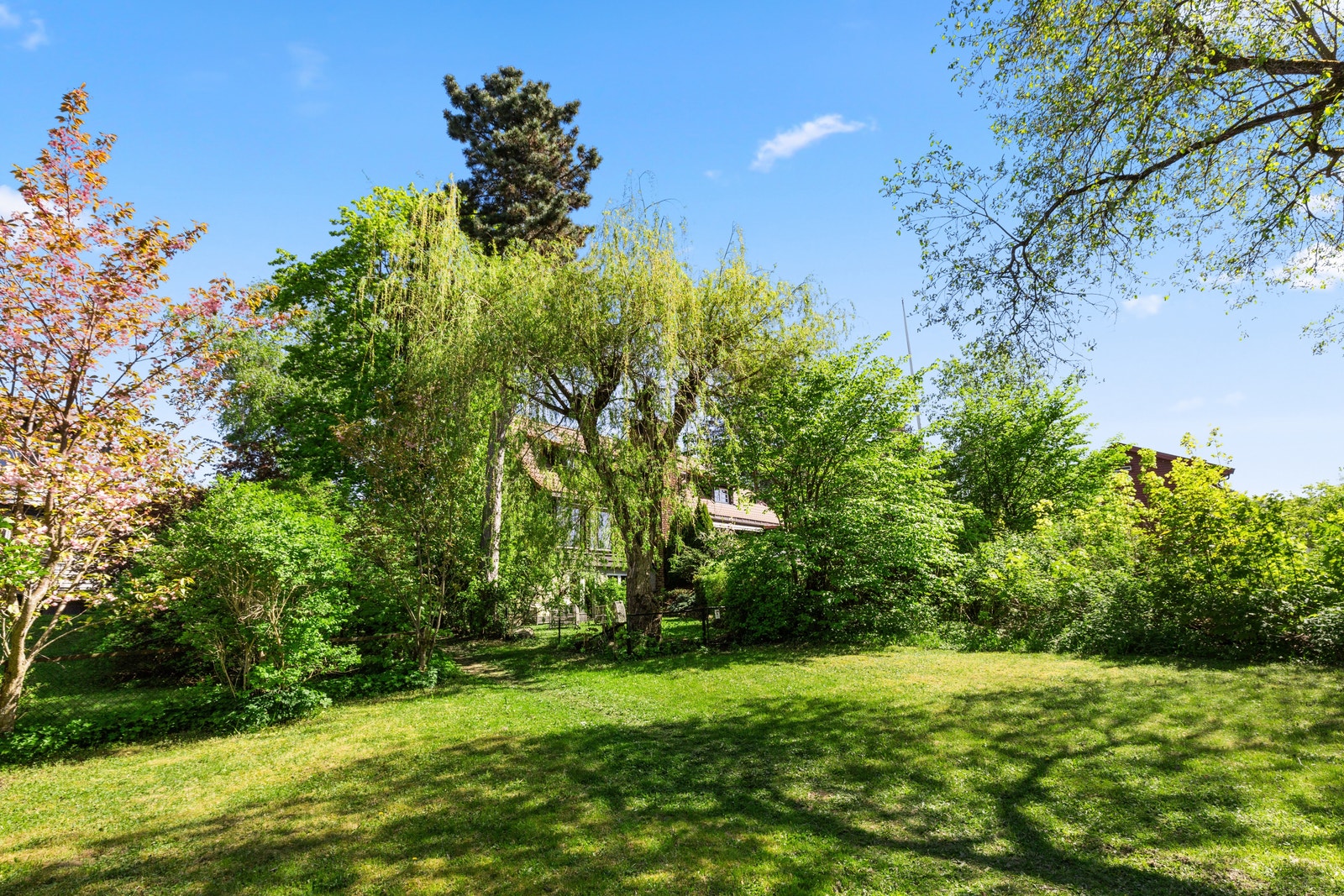 Foran huset er det fellesområde/park som deles med 11 andre hus (i tillegg til hagen) Galleribilde