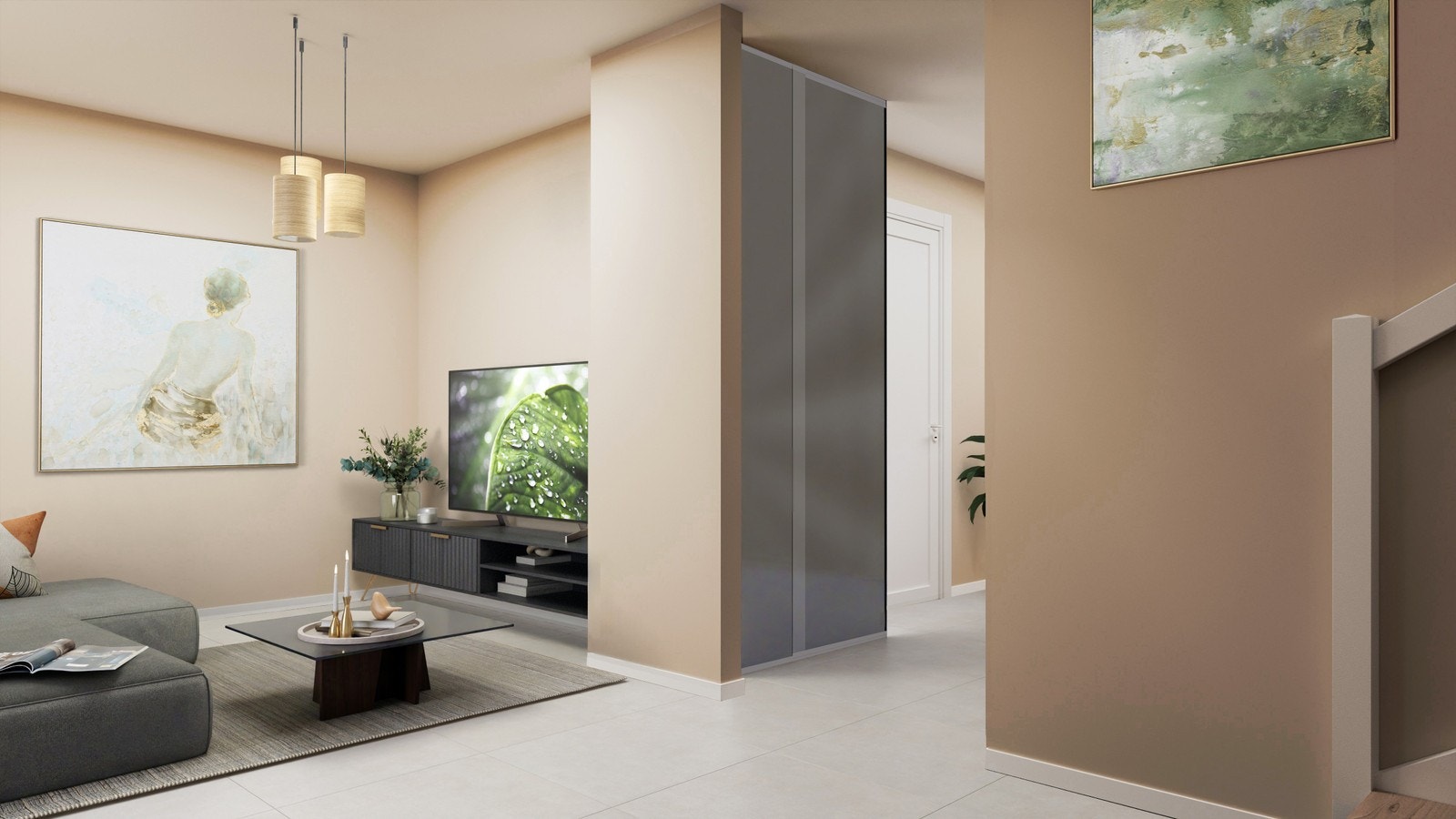 TV-rom i underetasjen illustrasjon Galleribilde