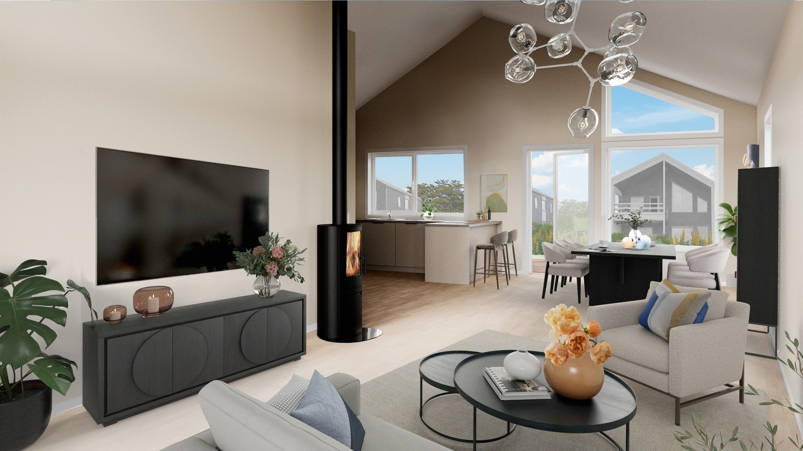 Stue med peisovn illustrasjon Galleribilde