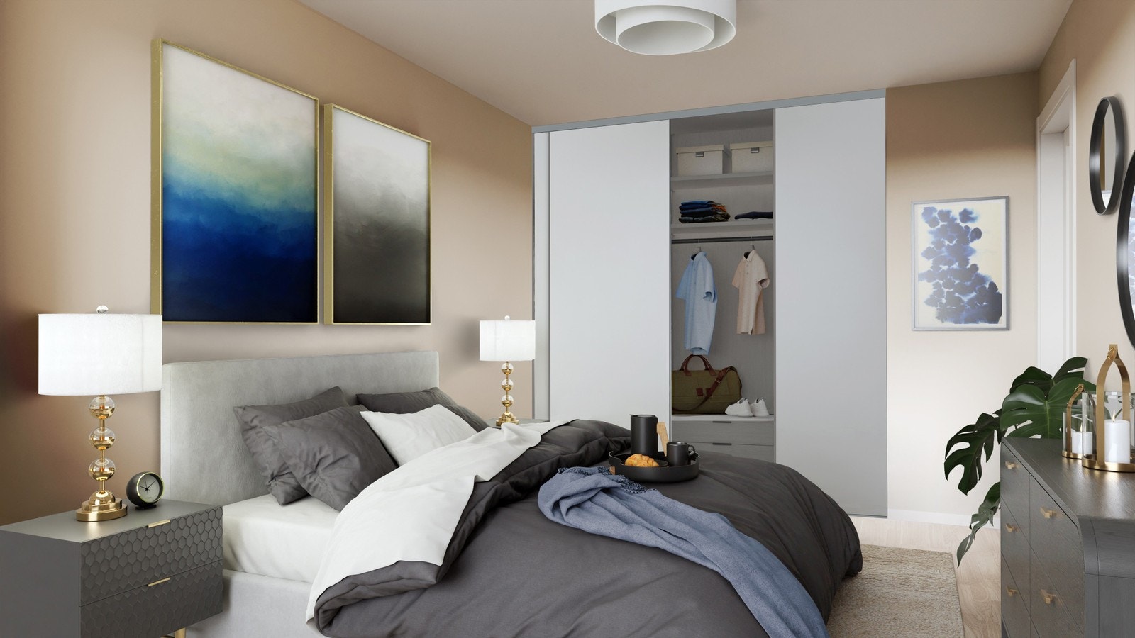 Soverom 2 med stor garderobe illustrasjon Galleribilde