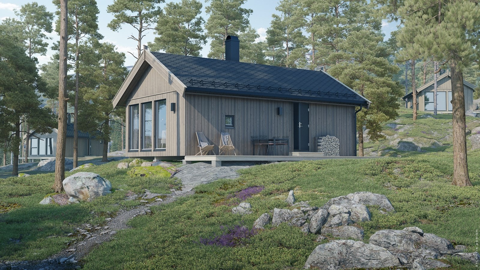 Steg 45 er en arealeffektiv hytte fra Saltdalshytta. Se alveberget.no for mer info og alternative hyttemodeller. Galleribilde