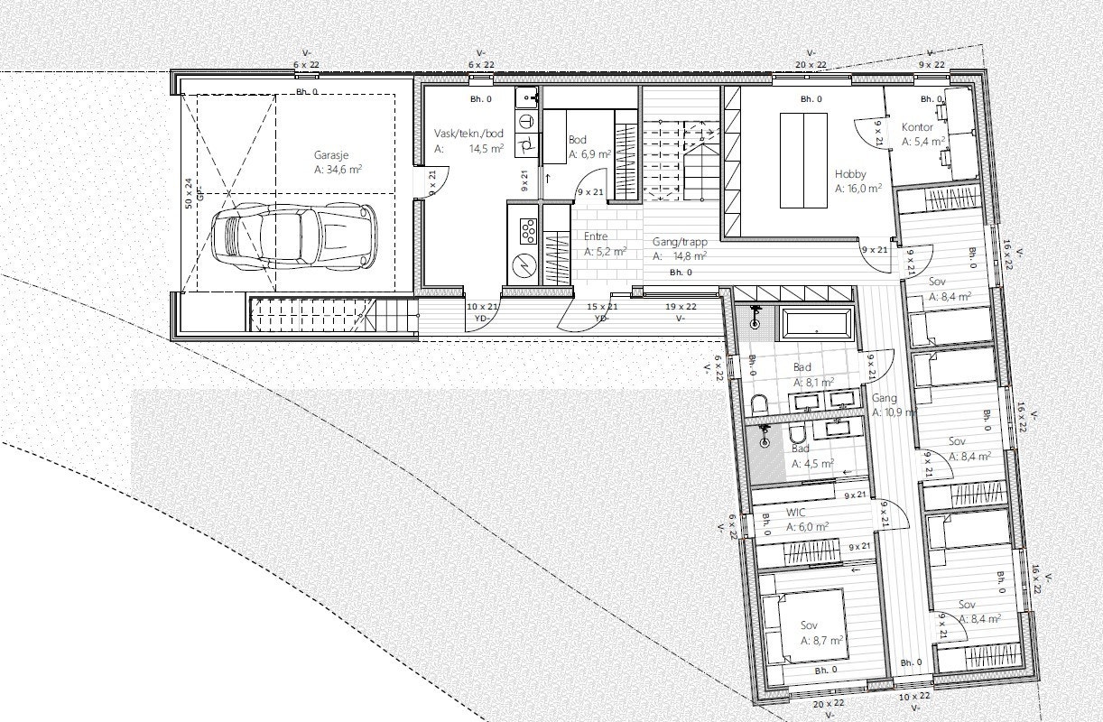 Plantegning 1. etasje Galleribilde