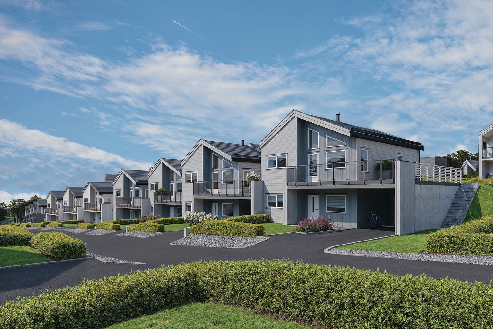 Inngangsparti - bolig med inngang i underetasjen - illustrasjon (hus 9-15) Galleribilde