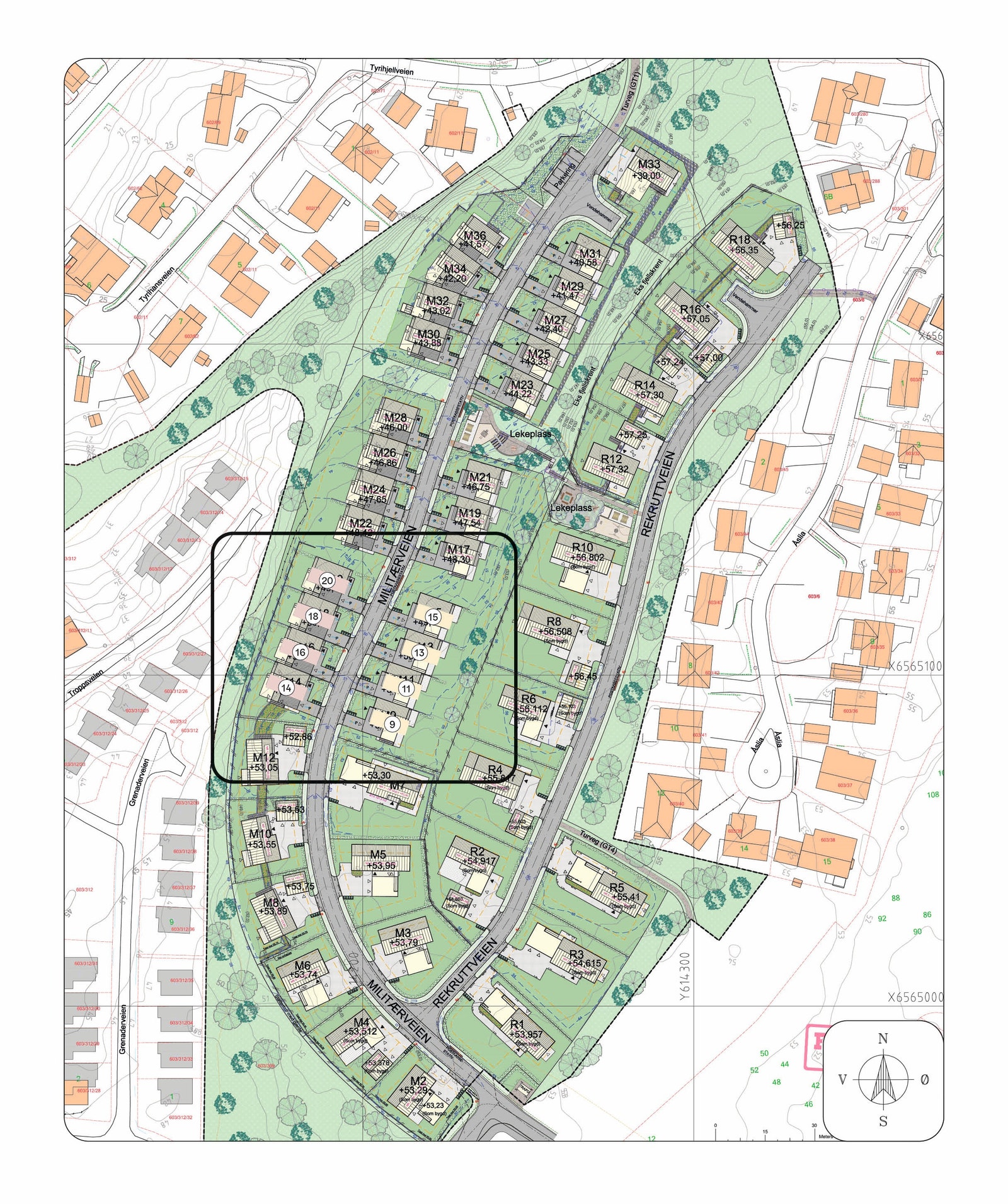 Situasjonsplan første salgstrinn innfelt - illustrasjon Galleribilde