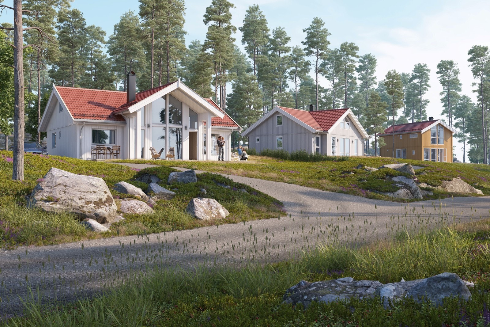 Sjarmerende bomiljø og en variasjon av hytter. Finn din perfekte fritidsbolig på Alveberget.Bildene er av illustrativ art og endelig leveranse vil kunne avvike Galleribilde