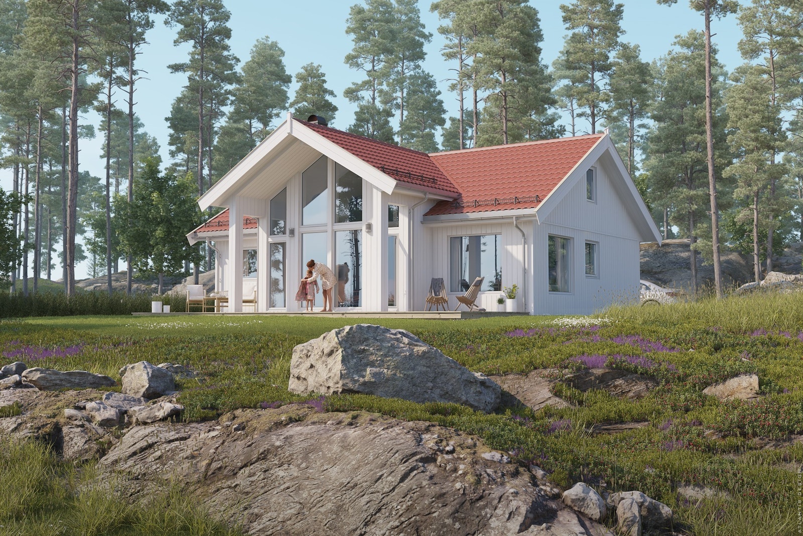 Hyttemodell Solheim. Se alveberget.no for mer info og alternative hyttemodeller. Bildene er av illustrativ art og endelig leveranse vil kunne avvike Galleribilde