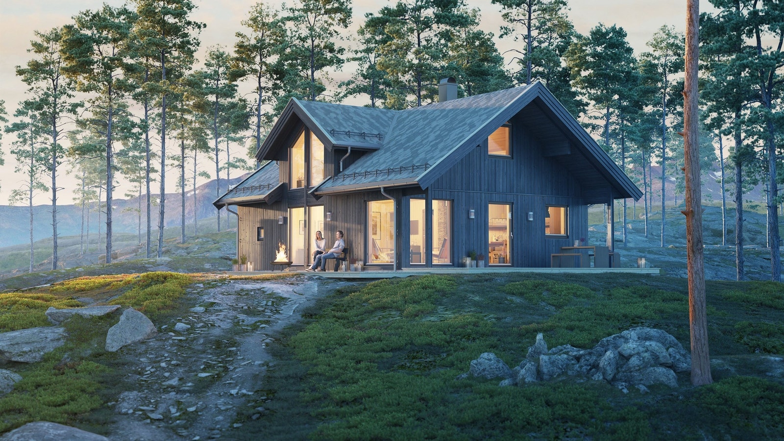 Hyttemodell Smart 3. Se alveberget.no for mer info og alternative hyttemodeller. Bildene er av illustrativ art og endelig leveranse vil kunne avvike Galleribilde