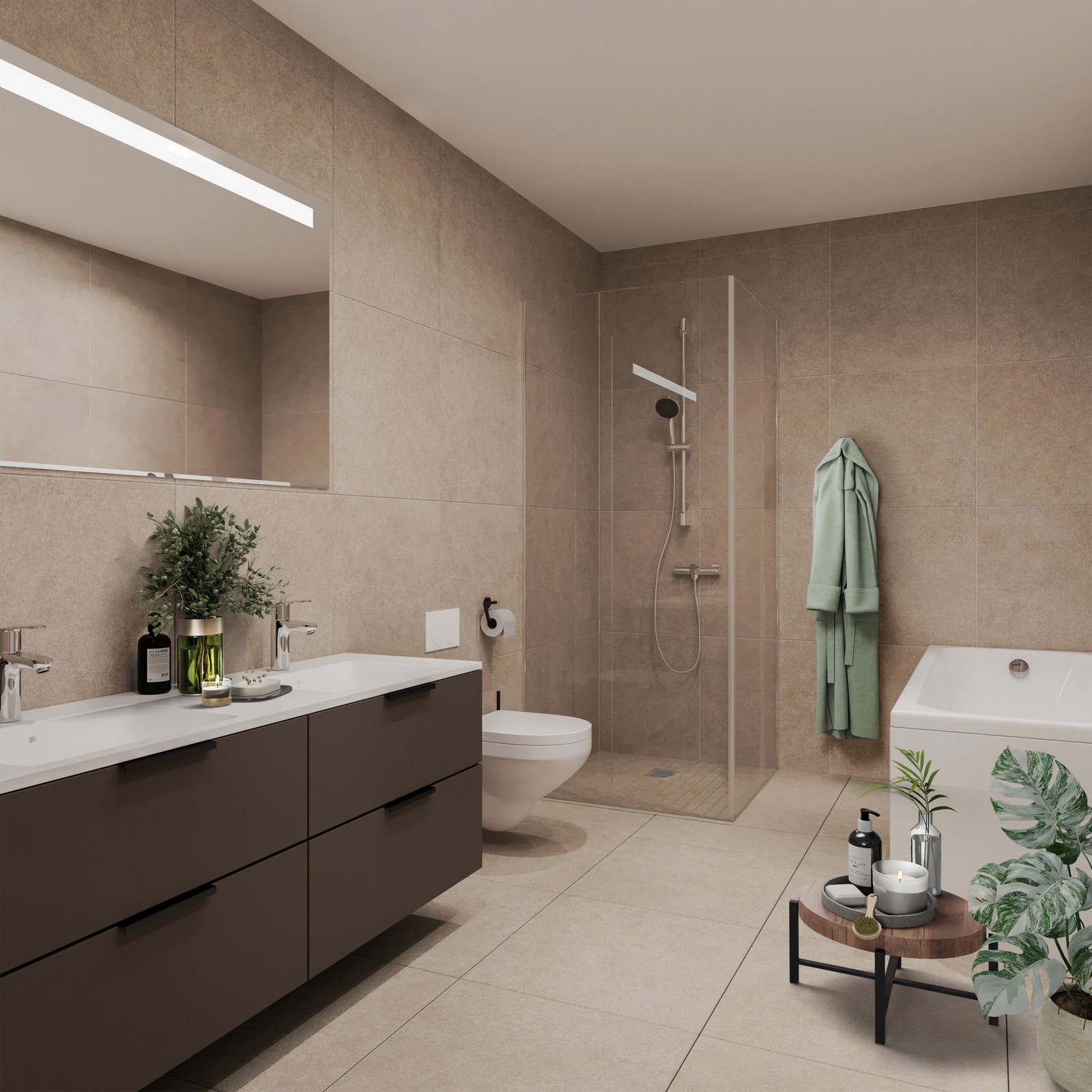 Bad med badekar i underetasje illustrasjon Galleribilde