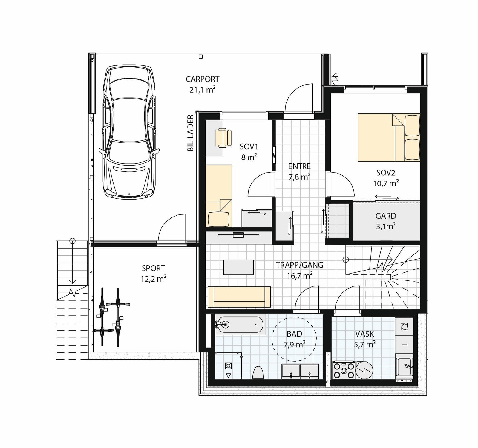 Plantegning inngang underetasje Galleribilde