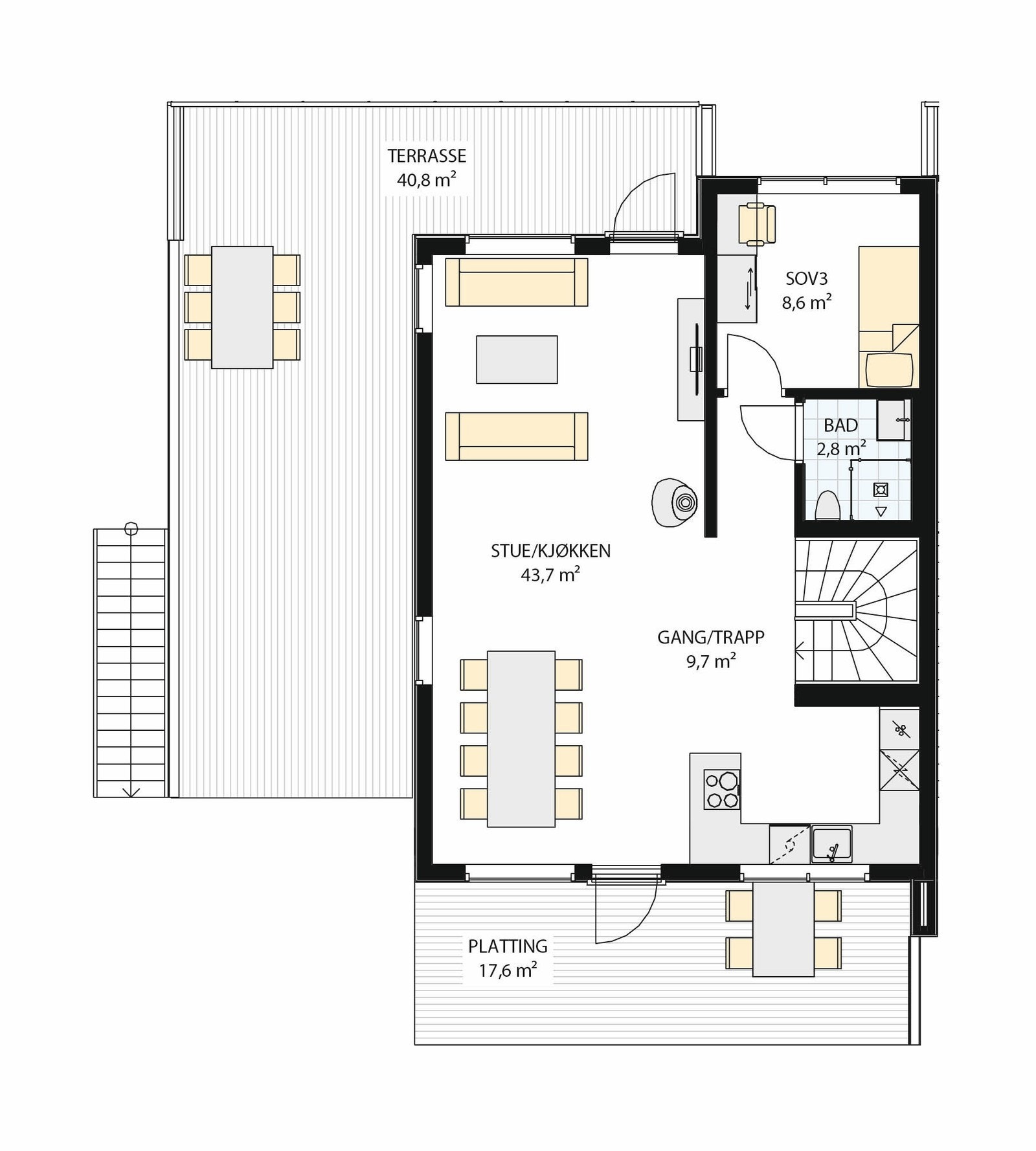 Plantegning 1. etasje Galleribilde