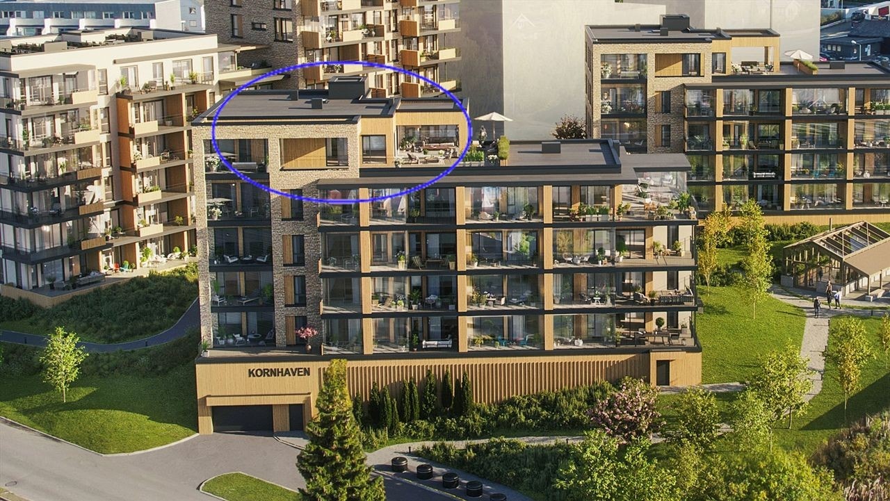 E501 har hele toppetasjen for seg selv. Her har du solgangen gjennom hele dagen, utsikt og luftigheten! Illustrasjon - avvik vil forekomme. Galleribilde