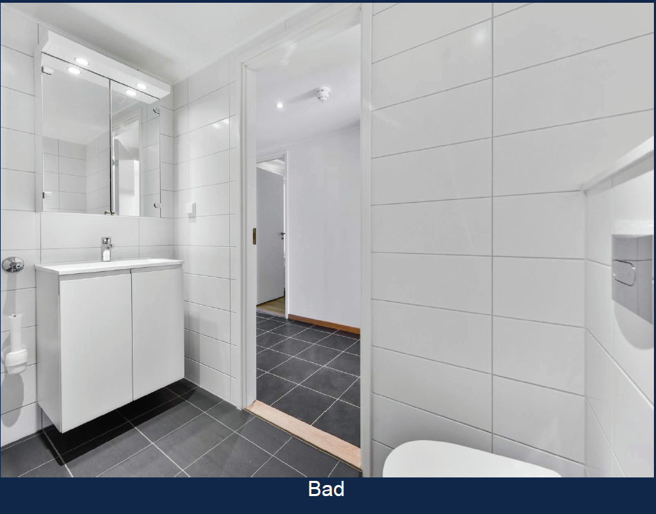 Moderne, flislagt bad med varmekabler Galleribilde