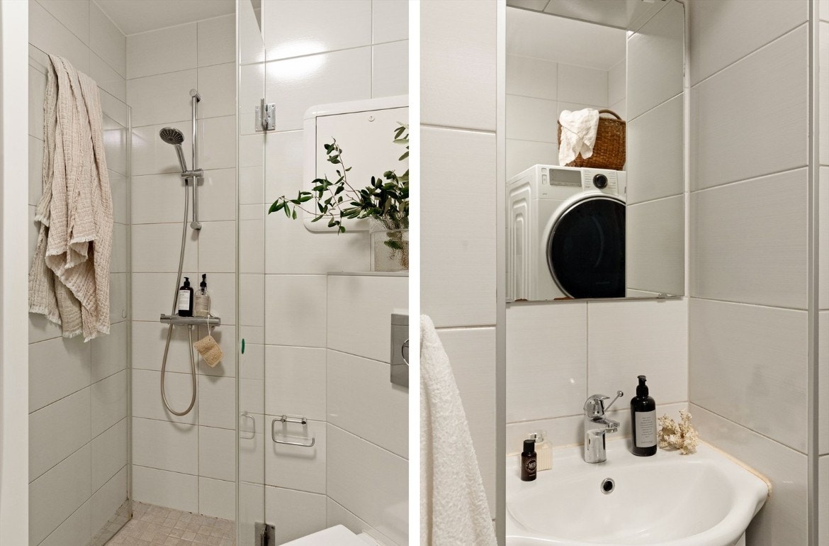 Bad med vaskemaskin og tørketrommel Galleribilde