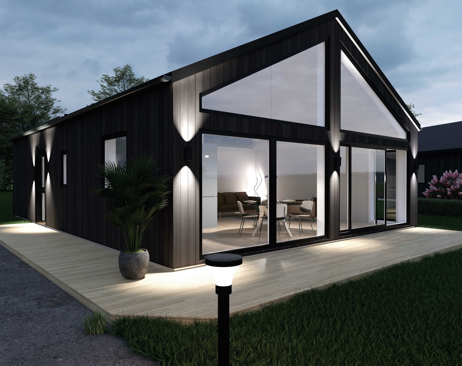 Eneboligene er planlagt i moderne stil med høy standard - Illustrasjonsbilde Galleribilde