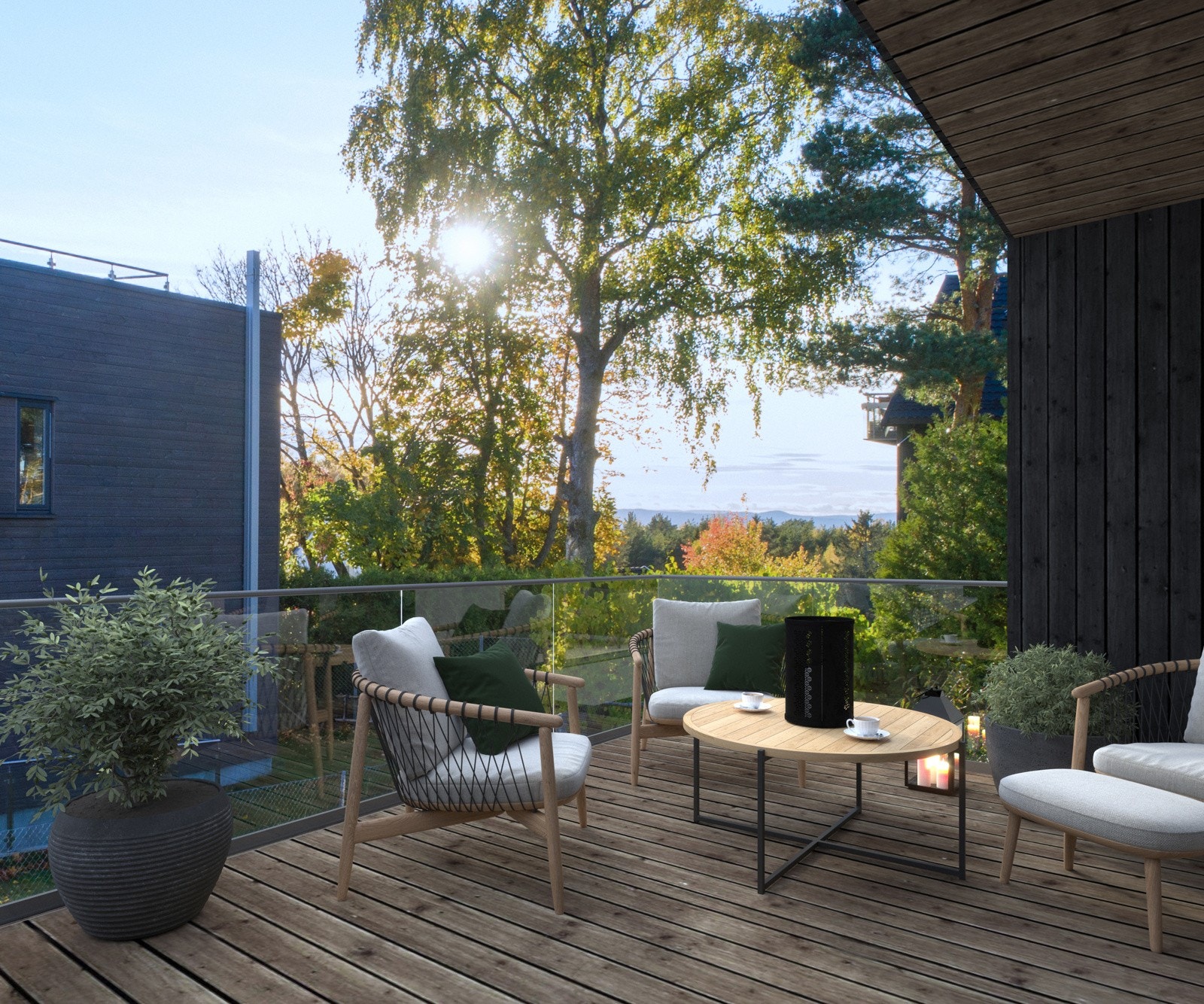 Illustrasjon- Terrasse utenfor stue i 2. etasje Galleribilde