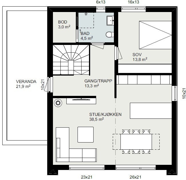 Illustrasjon planløsning 2. etasje Galleribilde