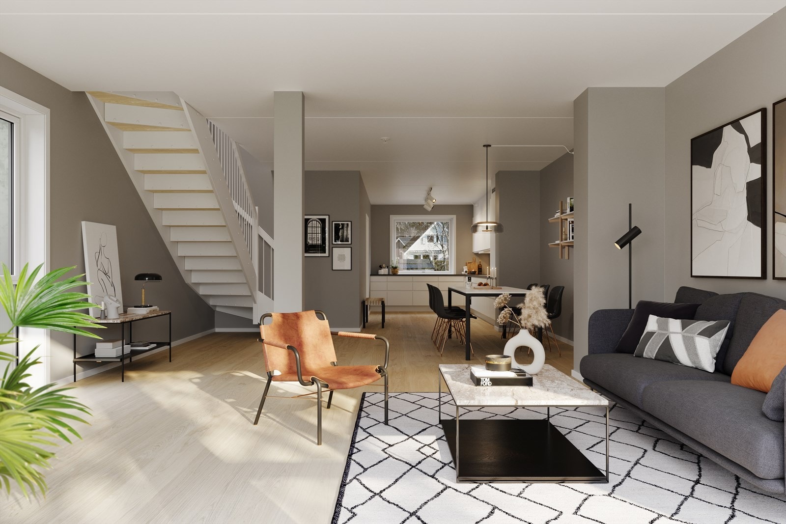 1. etg i Townhouse med kjøkken og stue i fin løsning. Galleribilde