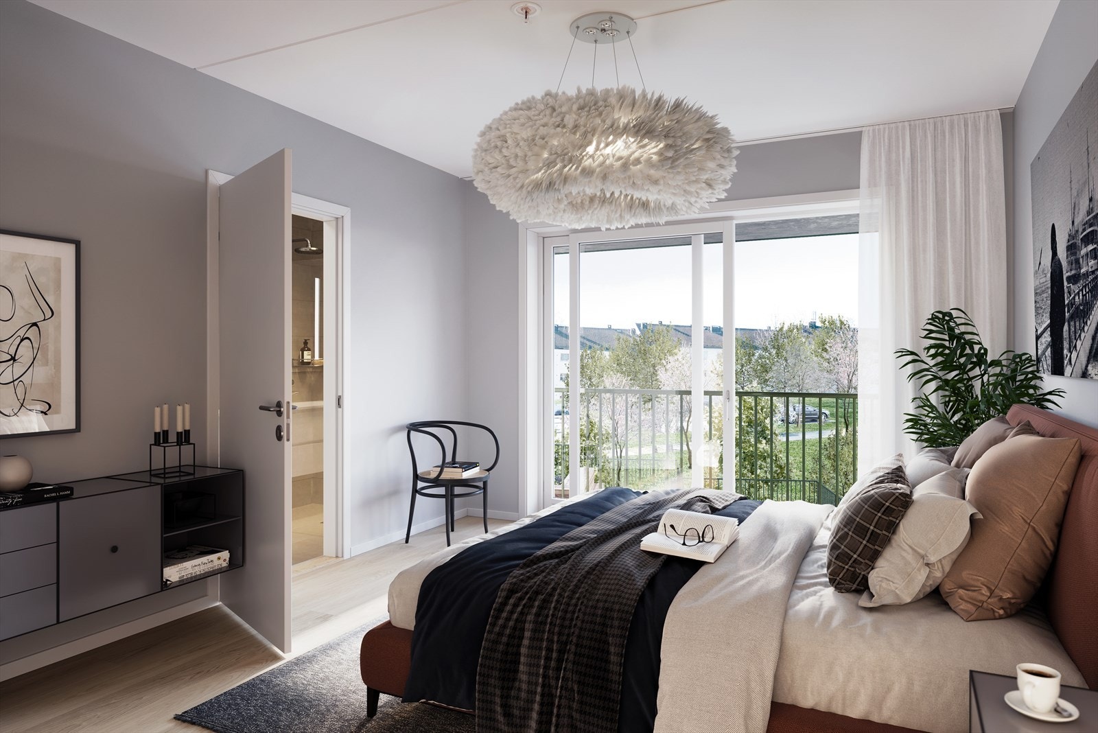 Hovedsoverommene i Townhousene har inngang til eget bad - in suite løsning. Galleribilde