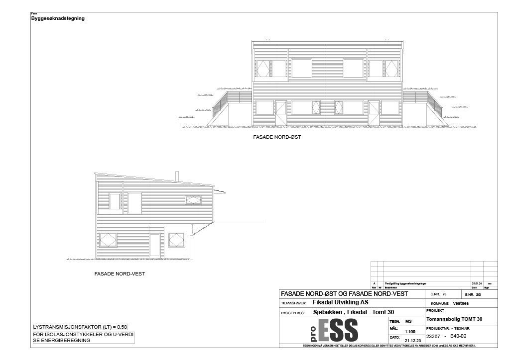 Fasade to-mannsbolig øst Galleribilde