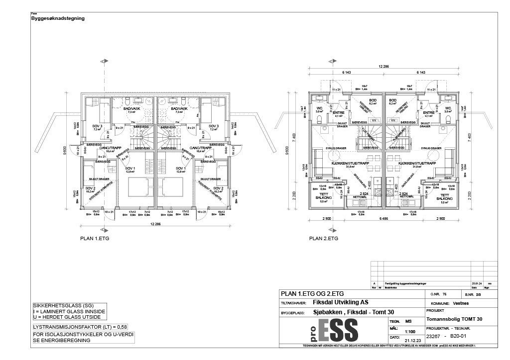 Plantegning to-mannsbolig øst Galleribilde