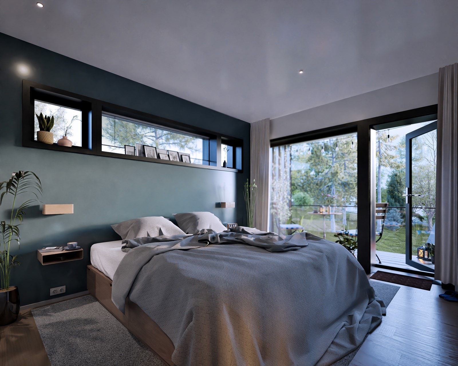 Hovedsoverom med dør ut til egen balkong - Illustrasjon. Galleribilde