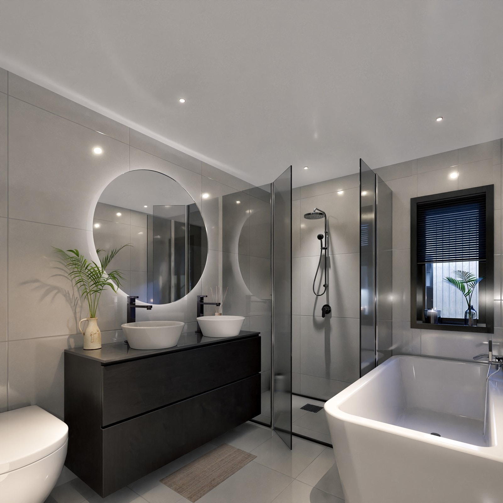 Illustrasjon av hovedbadet. Galleribilde