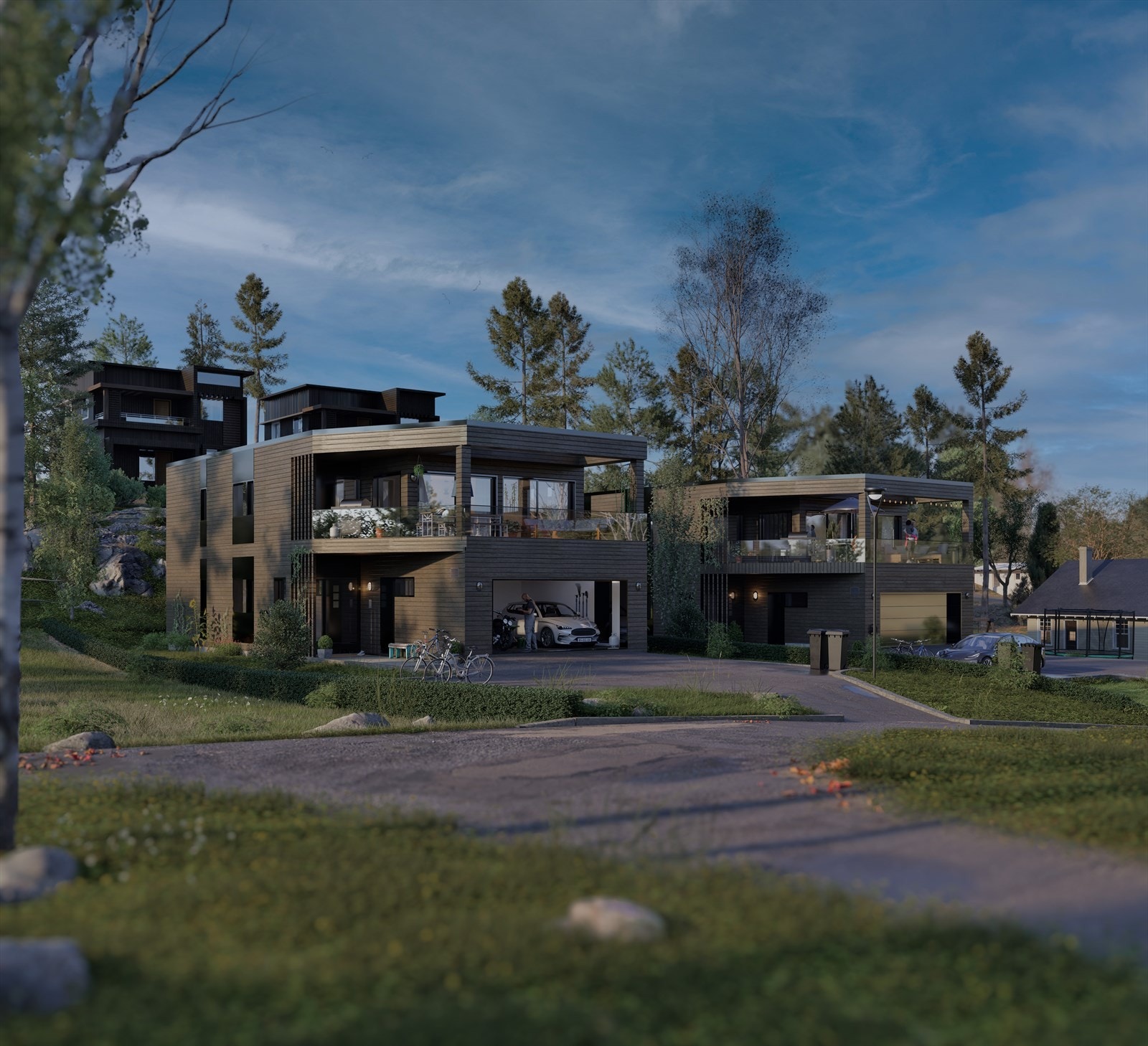 Boligene vil få svært tiltalende fasader - Illustrasjon Galleribilde