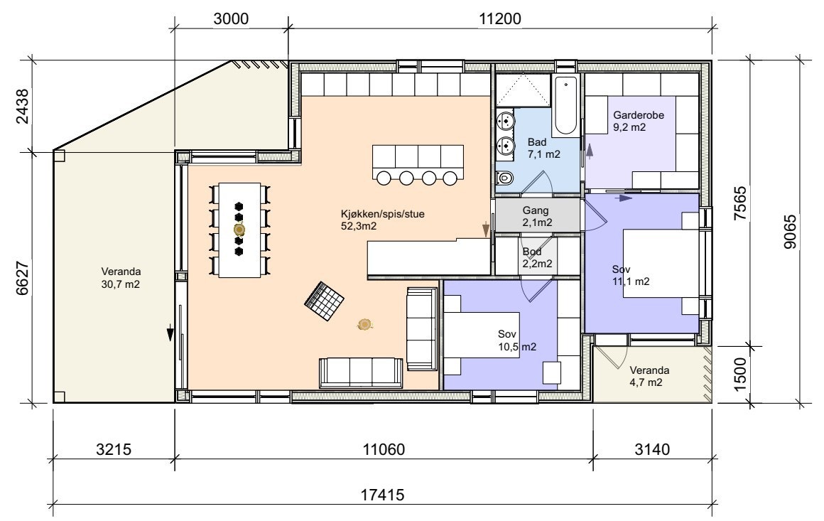 Plantegning 2. etasje Galleribilde