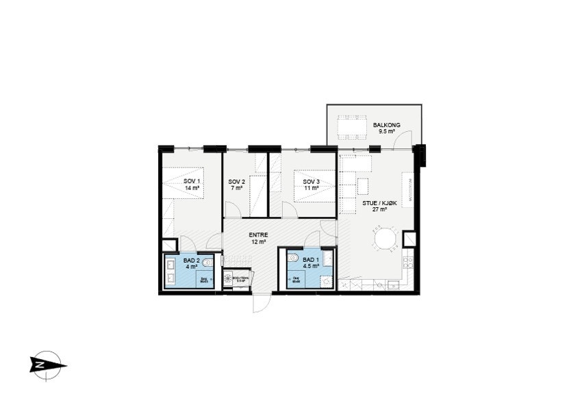 Plantegning leilighet 4020 Galleribilde