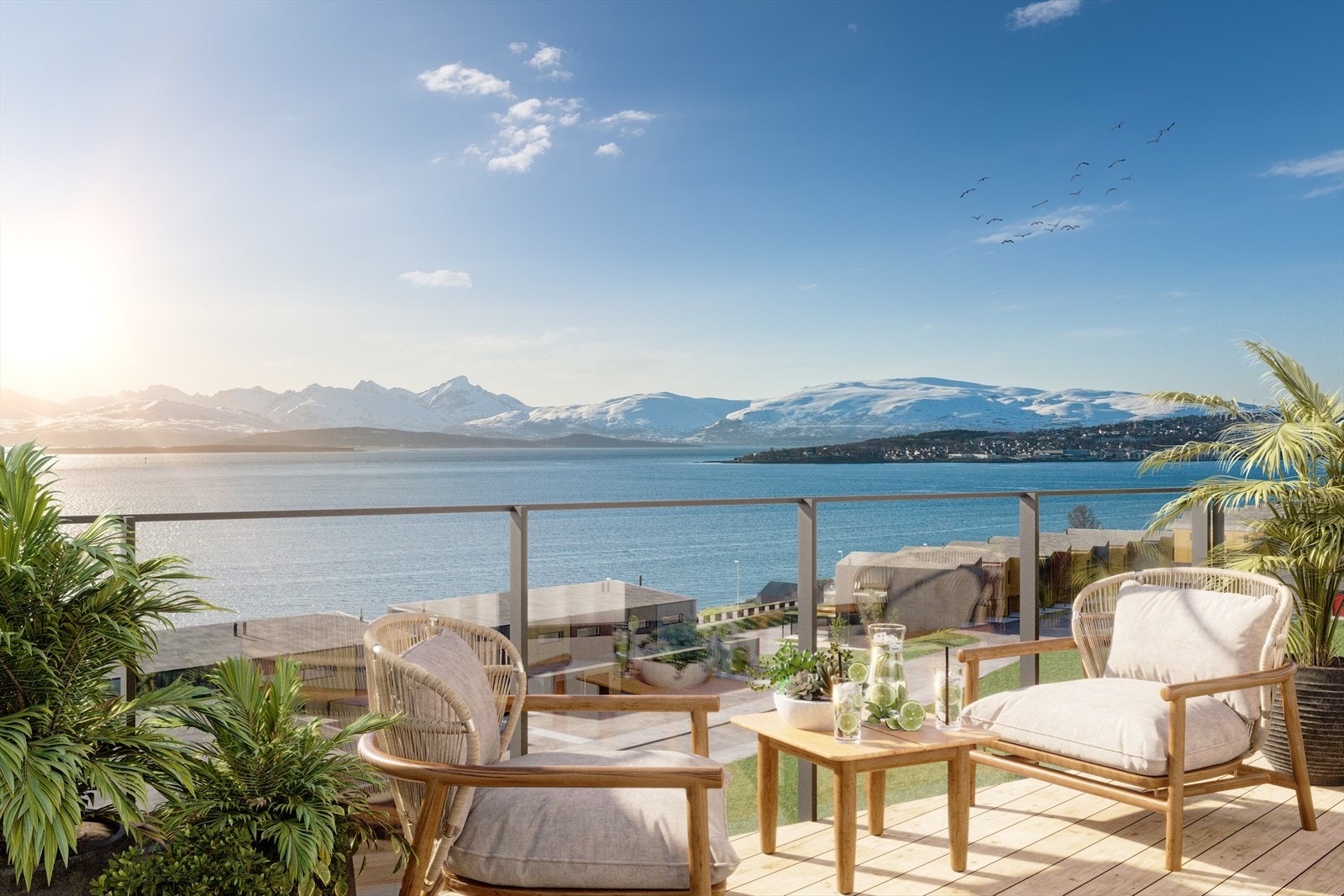 Illustrasjon - Vestvendte balkonger med gode solforhold. Galleribilde