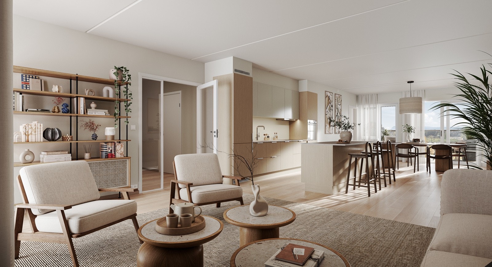 Flotte leiligheter med store vindusflater Galleribilde