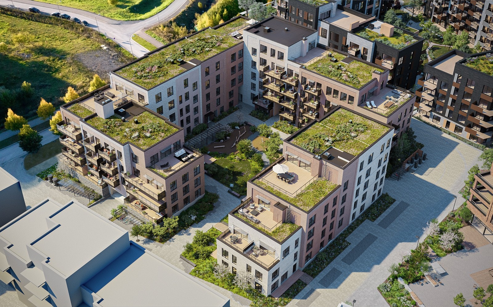 Storøykilen Kvartal 4 består av leiligheter og to townhouse Galleribilde