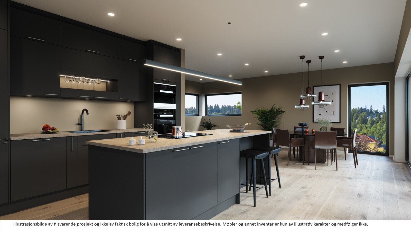 Illustrasjon av kjøkken i tilsvarende prosjekt Galleribilde