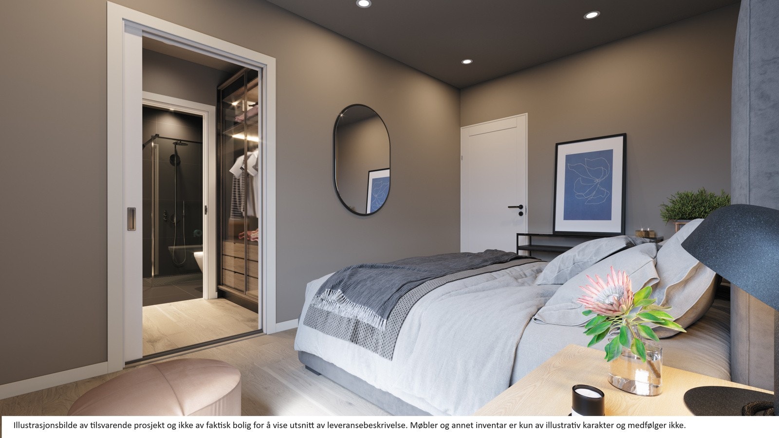 Illustrasjon av soverom i tilsvarende prosjekt Galleribilde