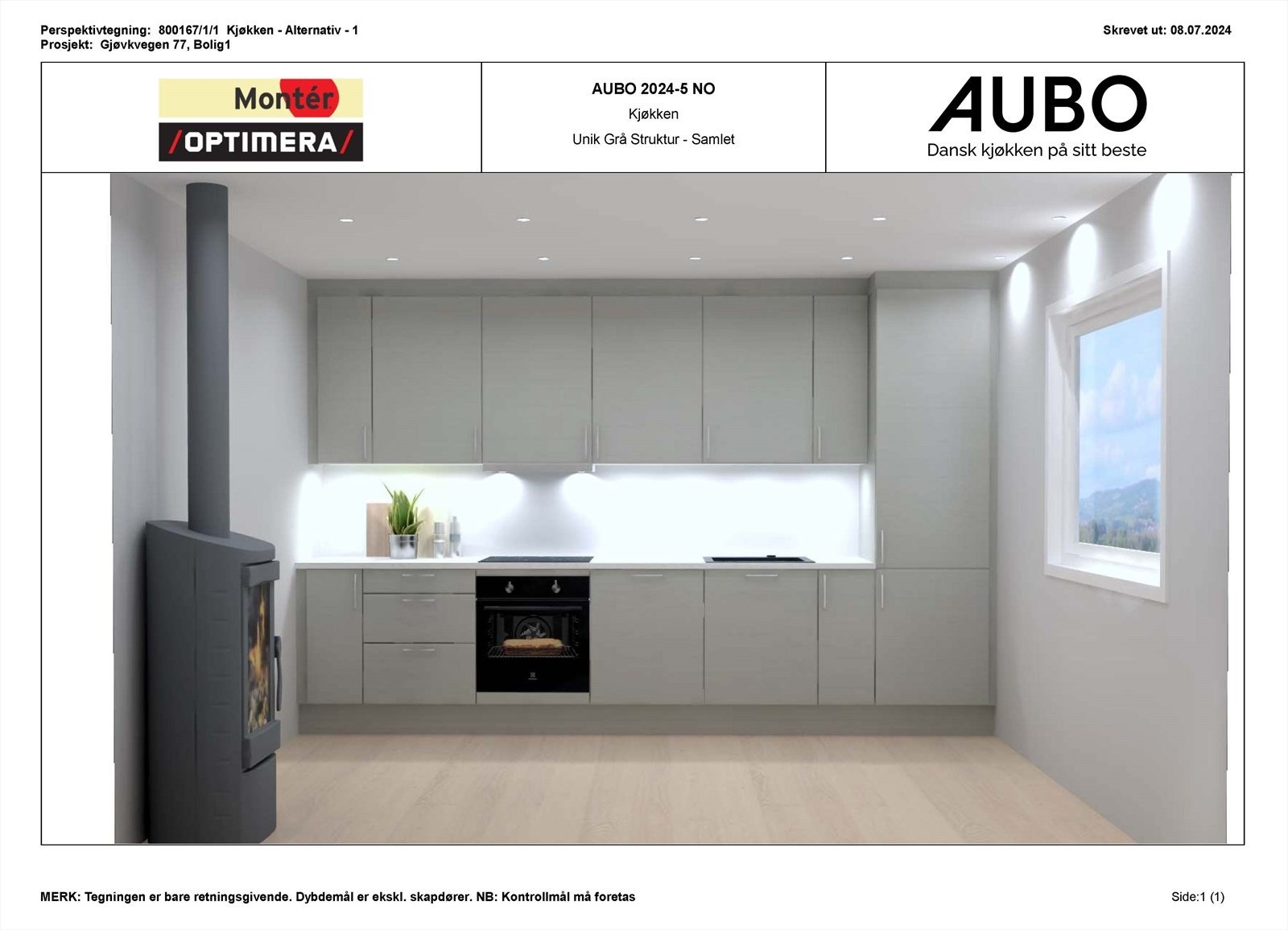 Std. kjøkken. Dette levers fra Aubo / Optimera. De er veldig fleksible, og andre løsninger kan leveres mot pristillegg. Galleribilde