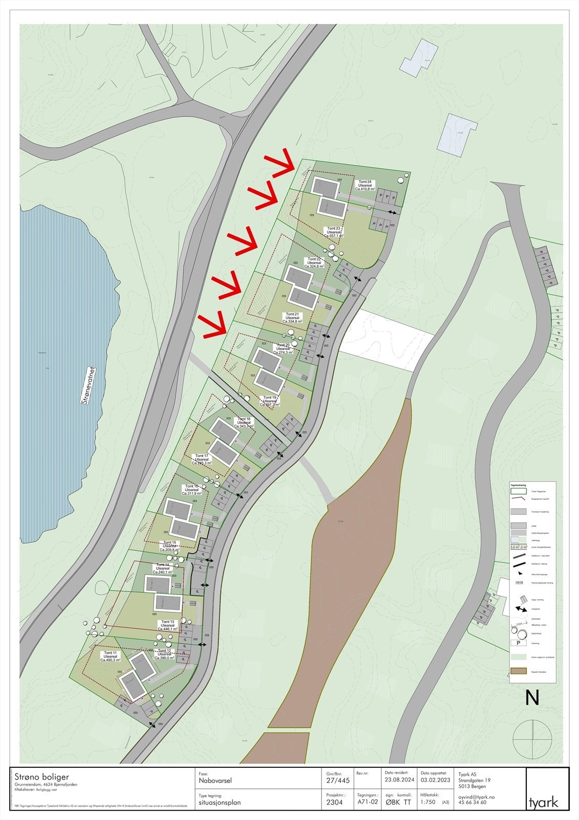Situasjonsplan - Tomt 19-24. Tomt 19 er solgt. Galleribilde