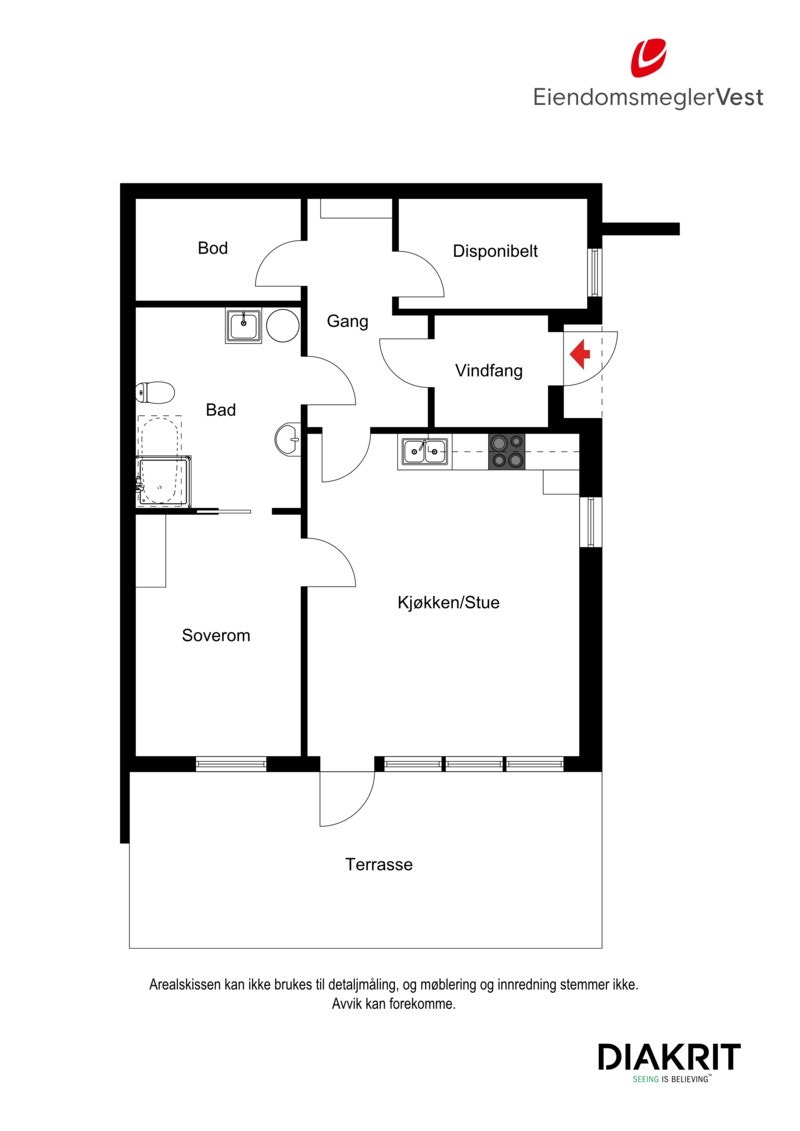 2D plantegning av leiligheten. Galleribilde