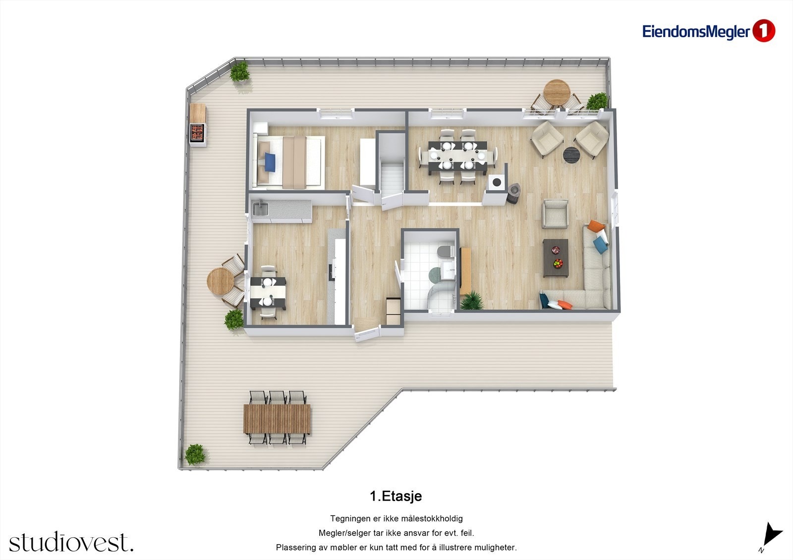 Planskisse 1.etasje 3D Galleribilde