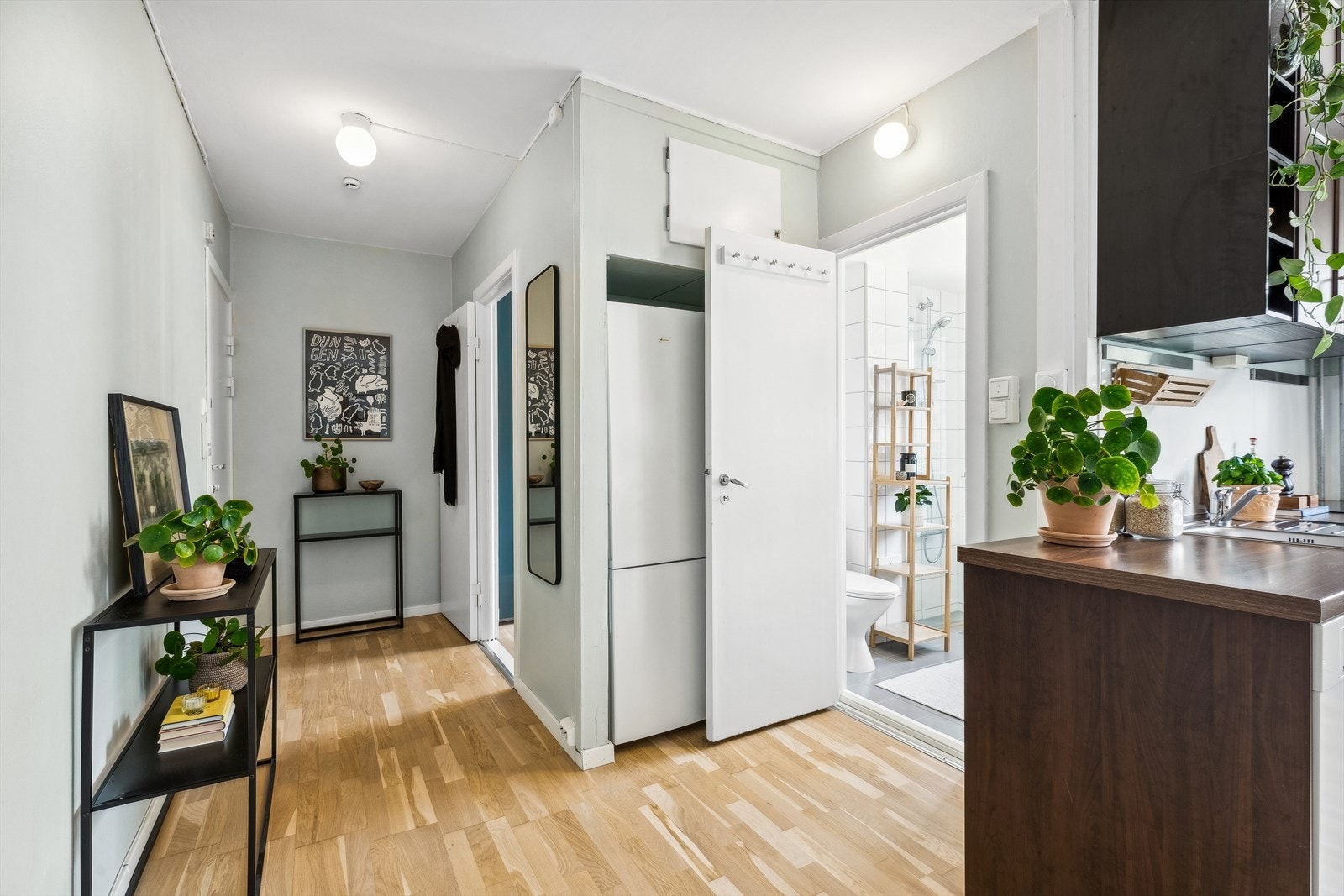 Entreen er romslig med god plass til å oppbevare ytterklær. Galleribilde