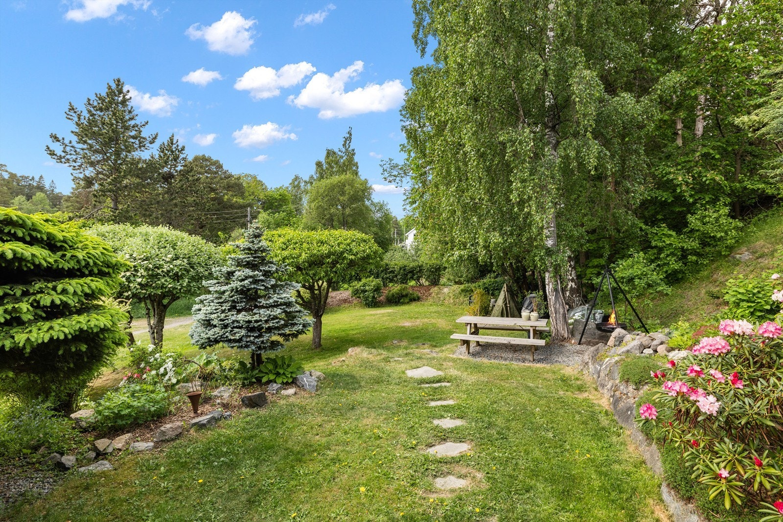 Flott hage som flukter til friområdet Galleribilde