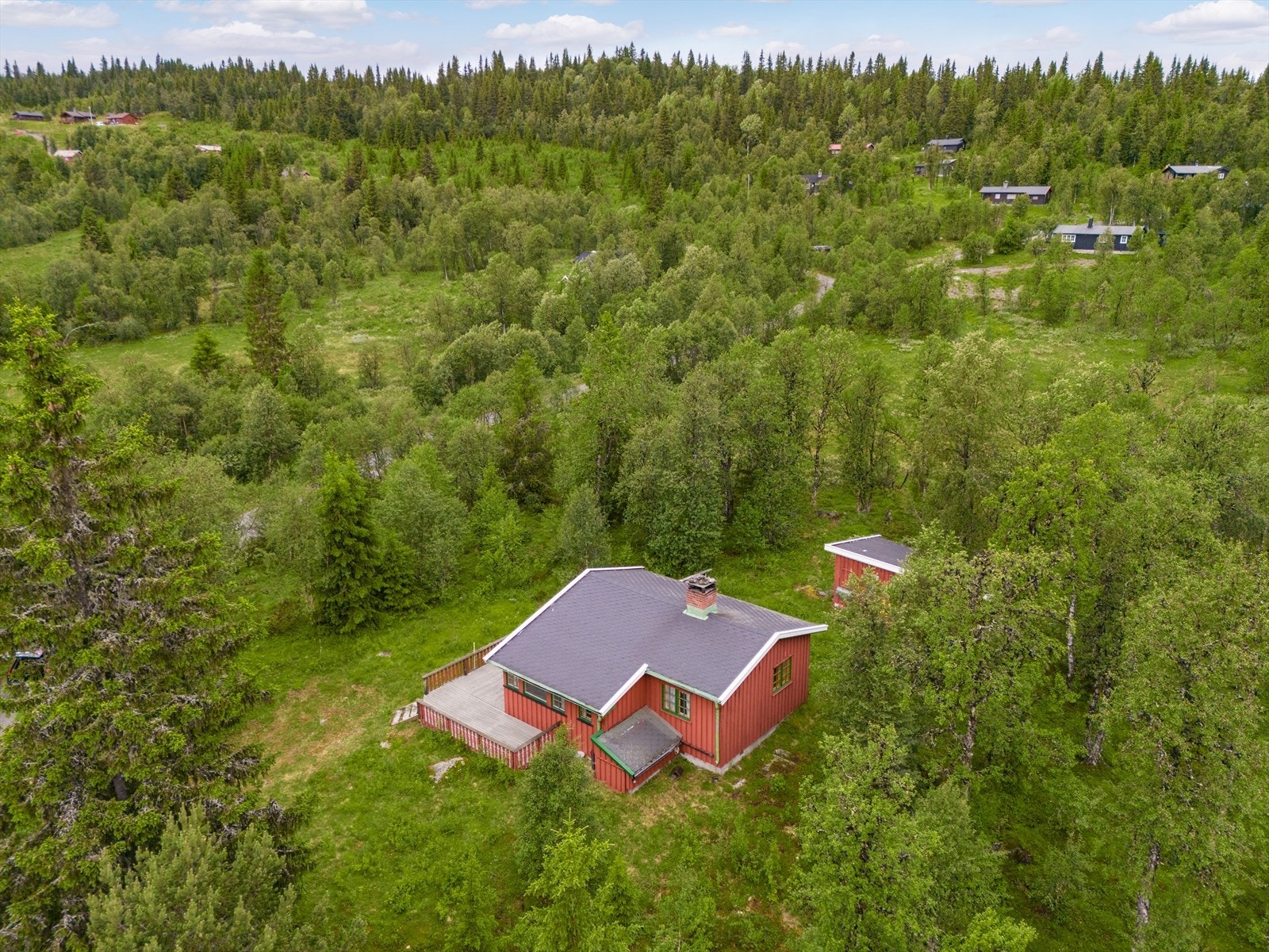 Sjarmerende hytte i naturskjønne omgivelser, perfekt for friluftsentusiaster. Rolig beliggenhet med svært gode solforhold med sørvest vendt terrasse. Galleribilde