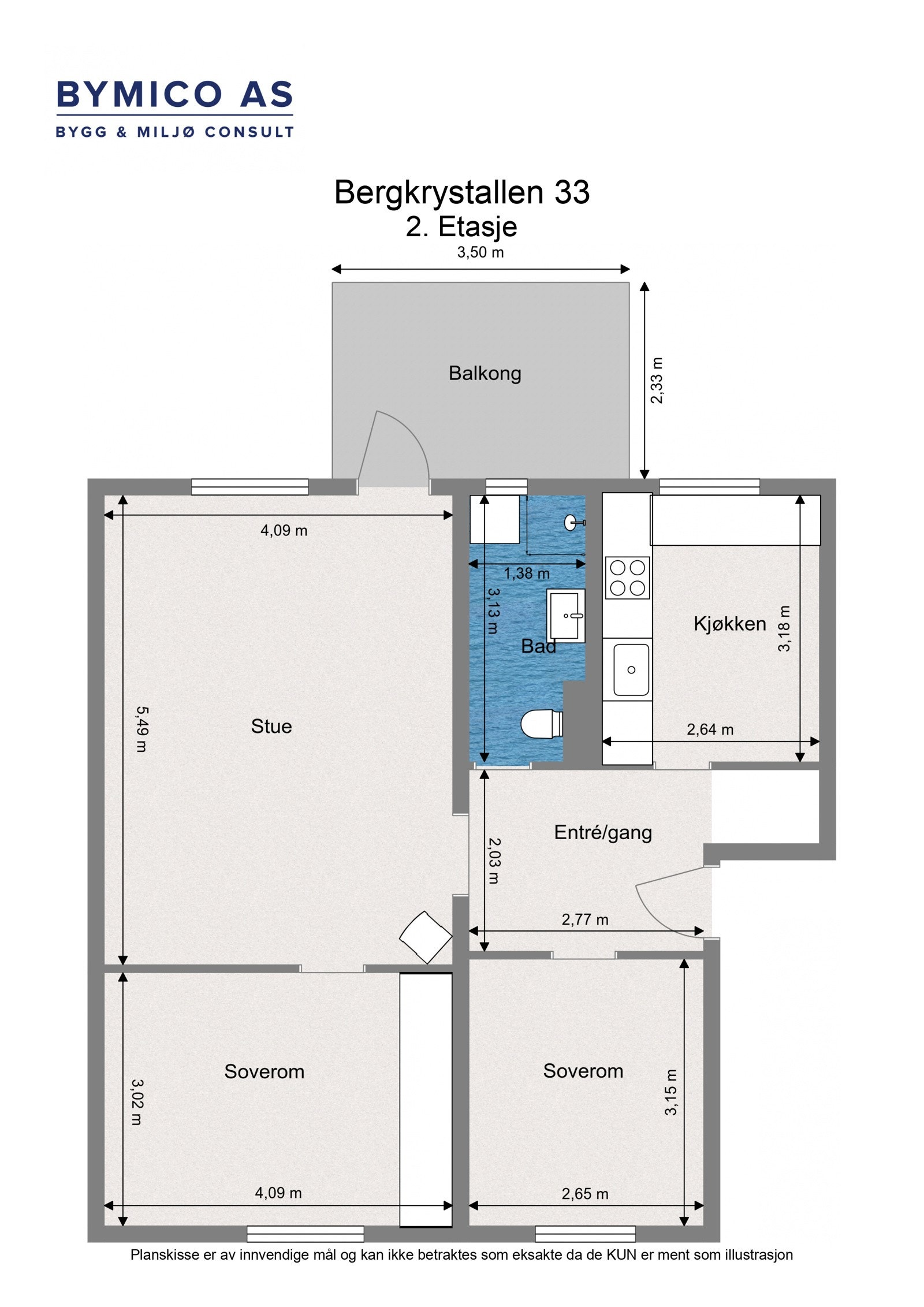 Plantegning - Leiligheten ligger i 2. etasje. Galleribilde