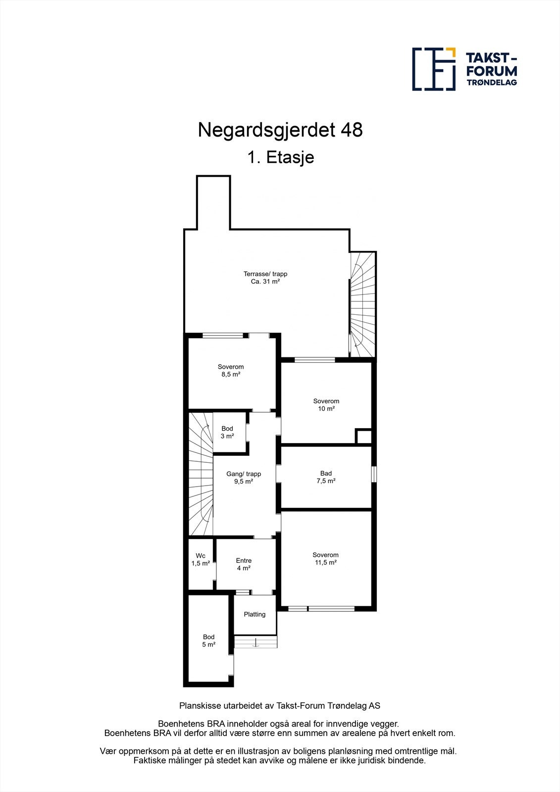 Planskisse av boligens 1. etasje. Galleribilde