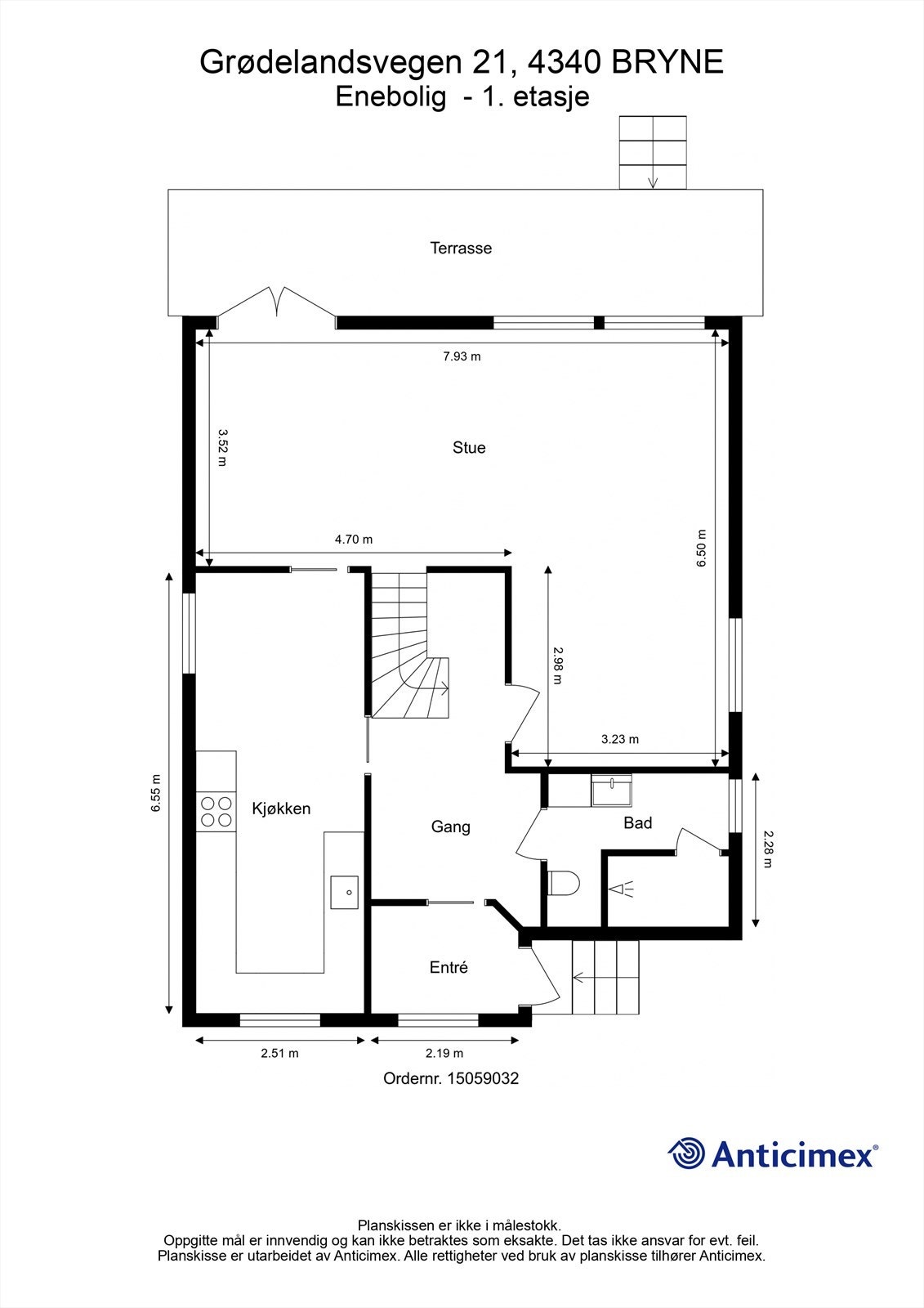 Plantegning 1. etasje med mål Galleribilde
