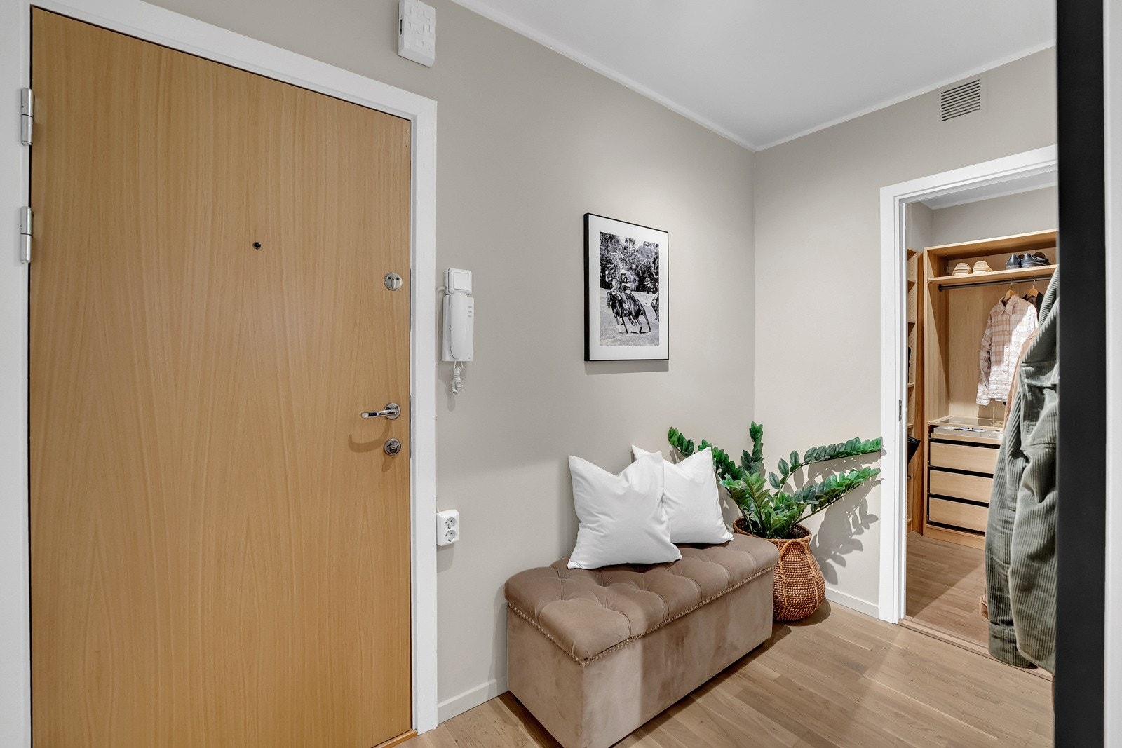 Romslig entré med innvendig bod/walk-in closet Galleribilde