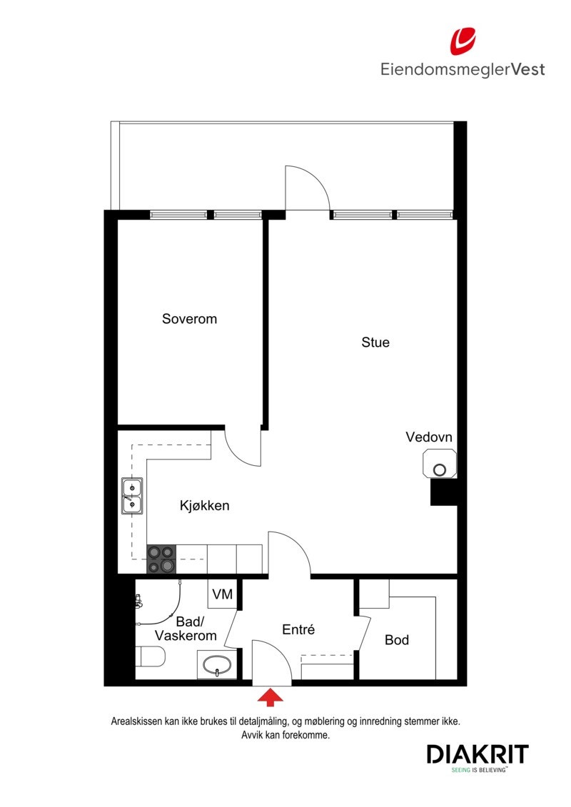 2D plantegning av leiligheten. Galleribilde