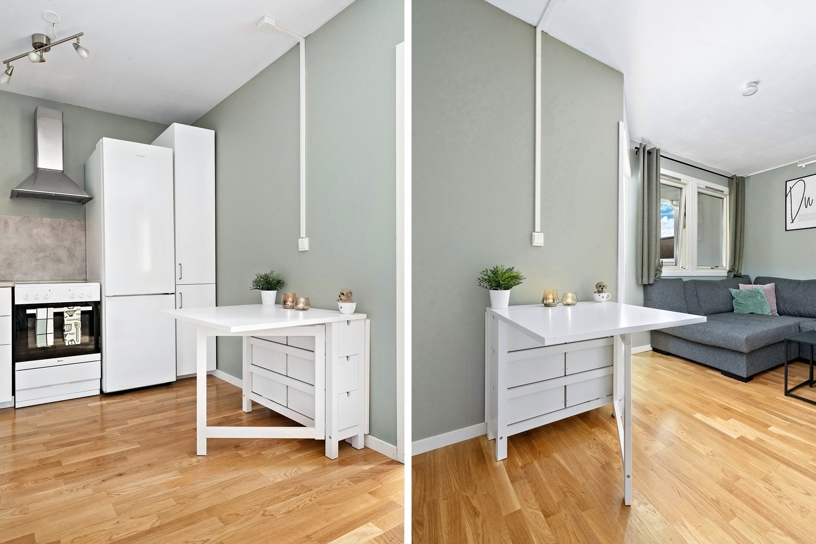 Det er god plass for en spiseplass på kjøkkenet. Galleribilde