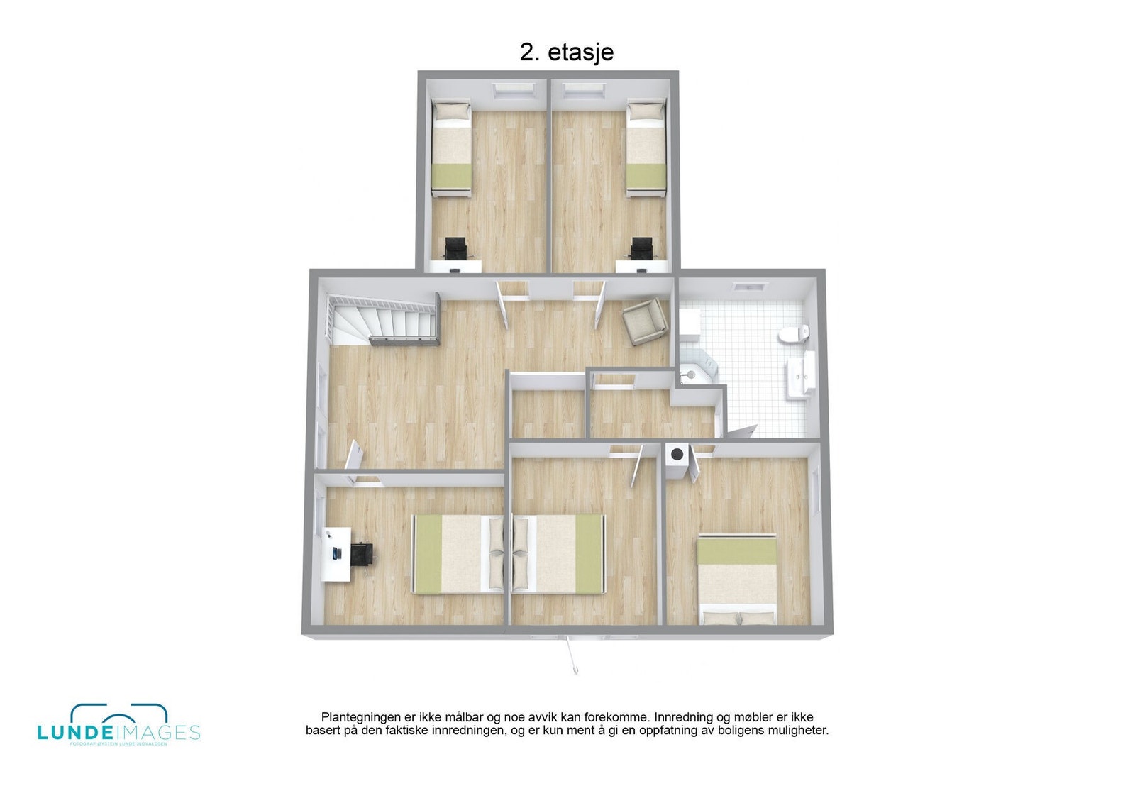 Plantegning 2. etasje 3D - ikke målbar Galleribilde