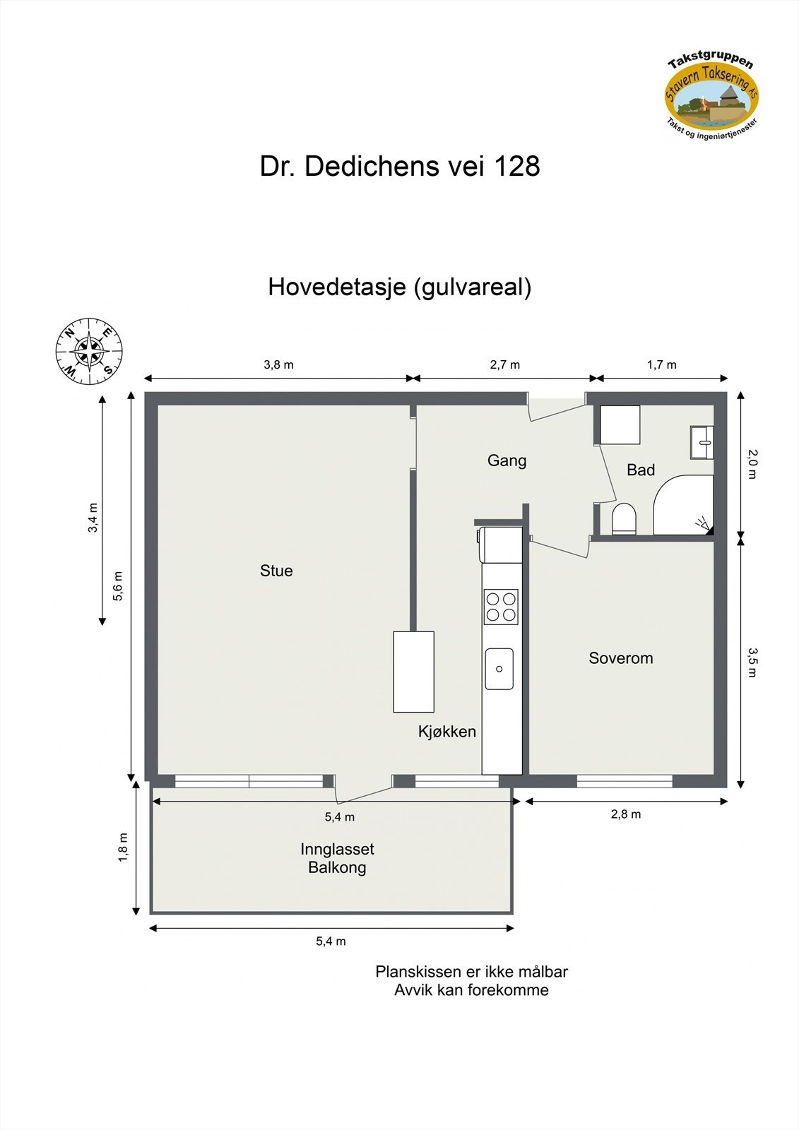 Plantegning som viser leilighetens romslige layout Galleribilde