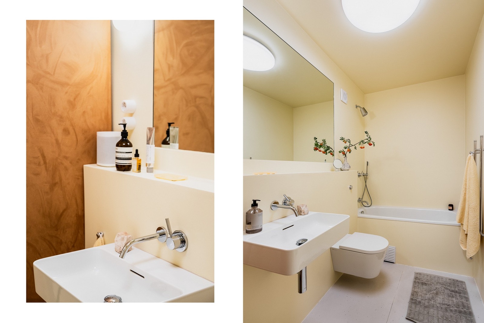 Detaljer som armaturer fra Dornbracht og badekar med dusj. Galleribilde